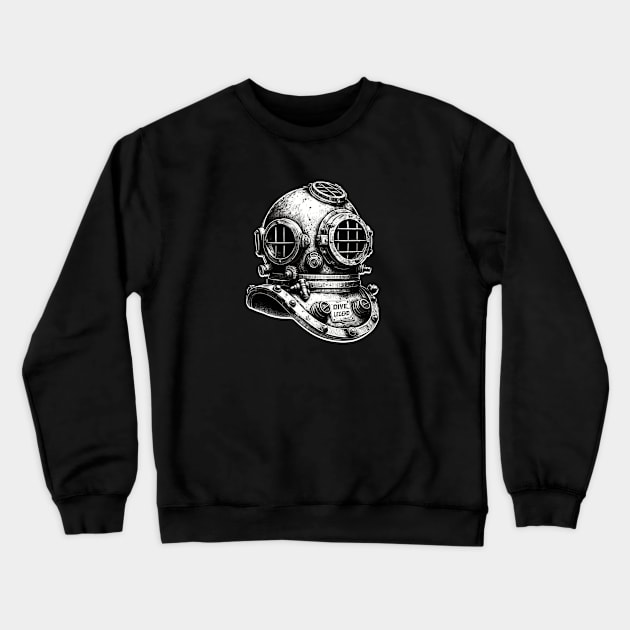 Vintage Dive Helmet - Funny Scuba Dive Crewneck Sweatshirt by eighttwentythreetees